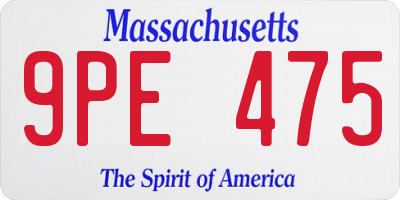 MA license plate 9PE475