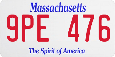 MA license plate 9PE476