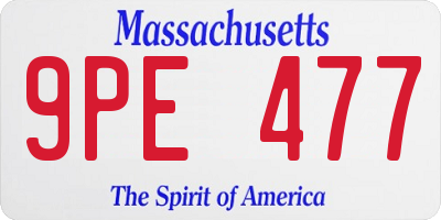 MA license plate 9PE477
