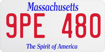 MA license plate 9PE480