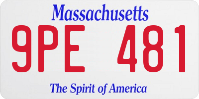 MA license plate 9PE481