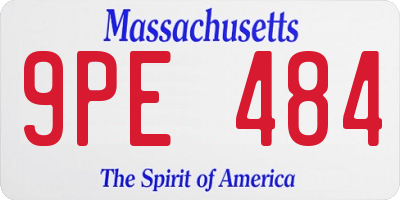MA license plate 9PE484