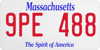 MA license plate 9PE488