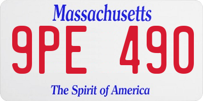 MA license plate 9PE490