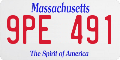 MA license plate 9PE491