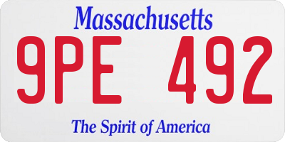 MA license plate 9PE492