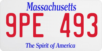 MA license plate 9PE493