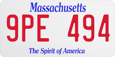 MA license plate 9PE494