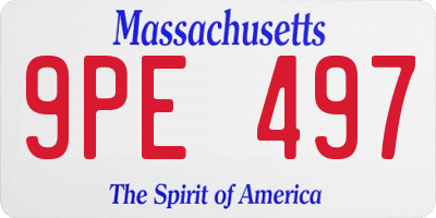 MA license plate 9PE497