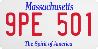 MA license plate 9PE501