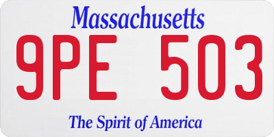 MA license plate 9PE503
