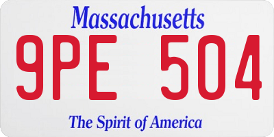 MA license plate 9PE504