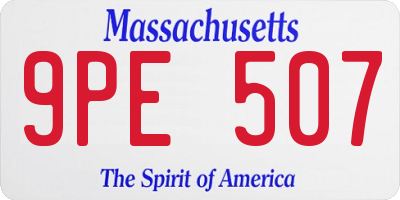 MA license plate 9PE507