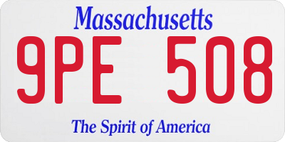 MA license plate 9PE508