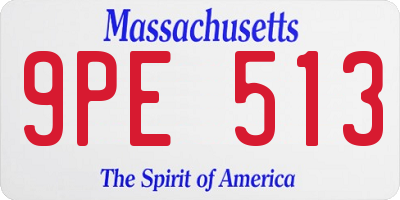 MA license plate 9PE513