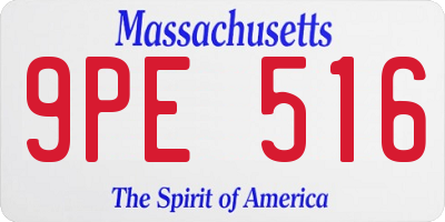 MA license plate 9PE516
