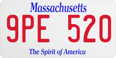 MA license plate 9PE520