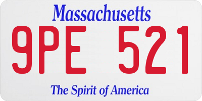 MA license plate 9PE521