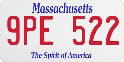 MA license plate 9PE522