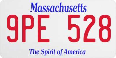 MA license plate 9PE528