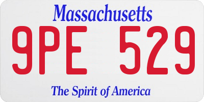 MA license plate 9PE529