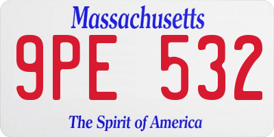 MA license plate 9PE532