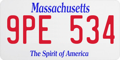 MA license plate 9PE534