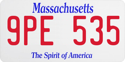 MA license plate 9PE535