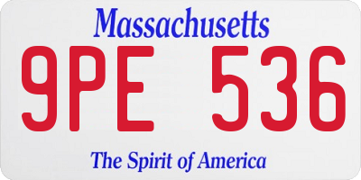 MA license plate 9PE536