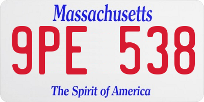 MA license plate 9PE538