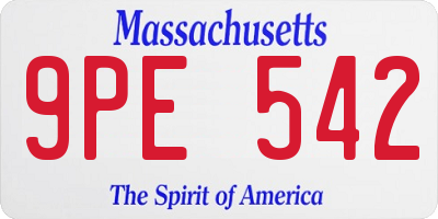 MA license plate 9PE542