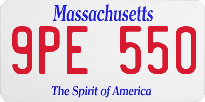 MA license plate 9PE550