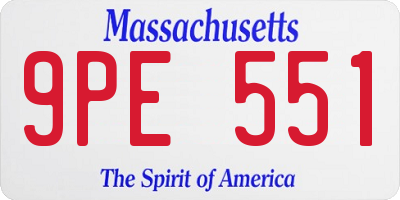MA license plate 9PE551