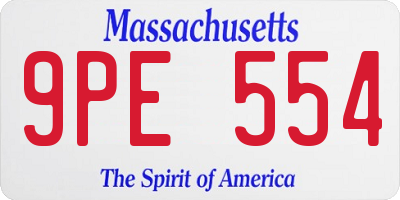 MA license plate 9PE554