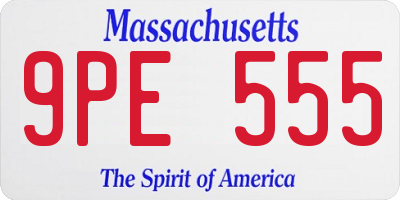 MA license plate 9PE555