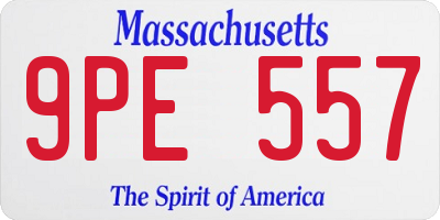 MA license plate 9PE557