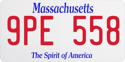 MA license plate 9PE558