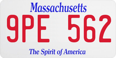 MA license plate 9PE562