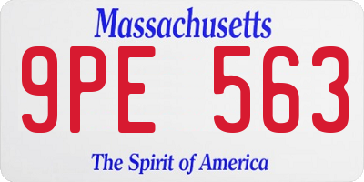 MA license plate 9PE563