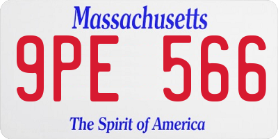 MA license plate 9PE566