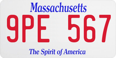 MA license plate 9PE567