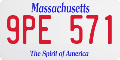 MA license plate 9PE571