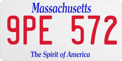 MA license plate 9PE572