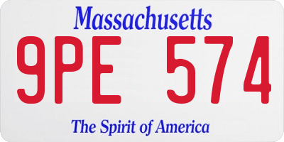 MA license plate 9PE574