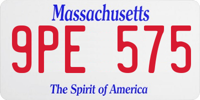 MA license plate 9PE575