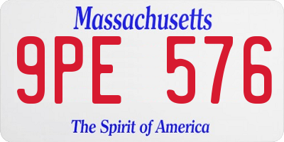 MA license plate 9PE576