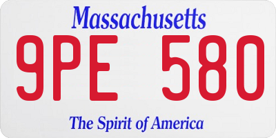 MA license plate 9PE580