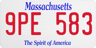 MA license plate 9PE583