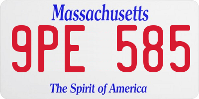 MA license plate 9PE585