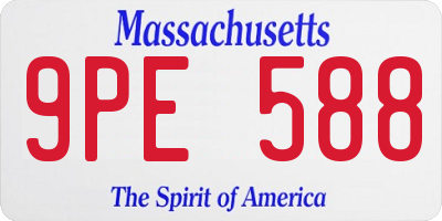 MA license plate 9PE588